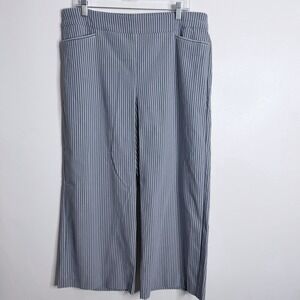 Chico's So Slimming Brigitte Wide Leg Striped Blue White 14 Chico 2.5 Casual NEW